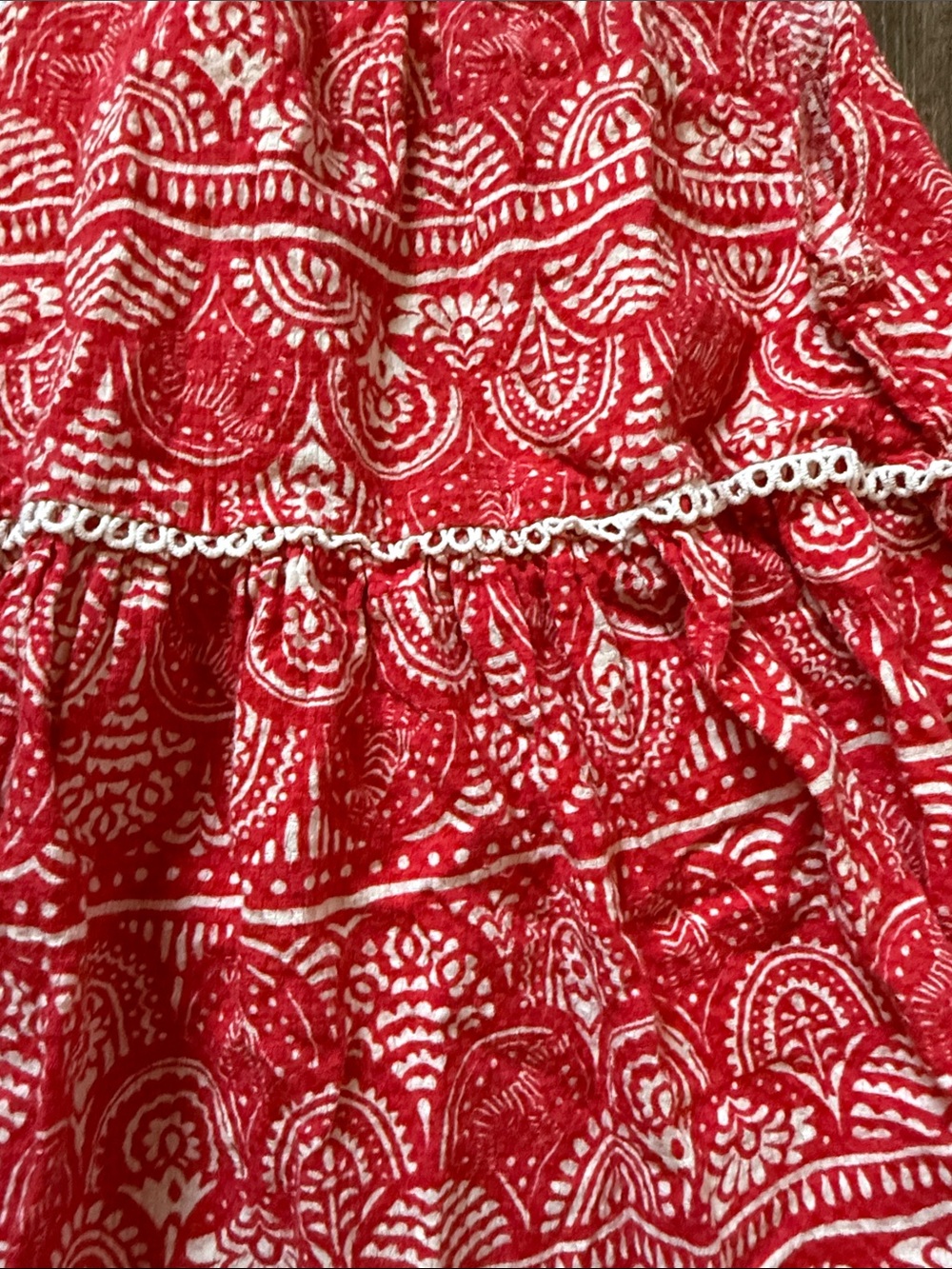 Mayoral Red and White Crochet-Trim Summer Dress - Picture 2 of 5